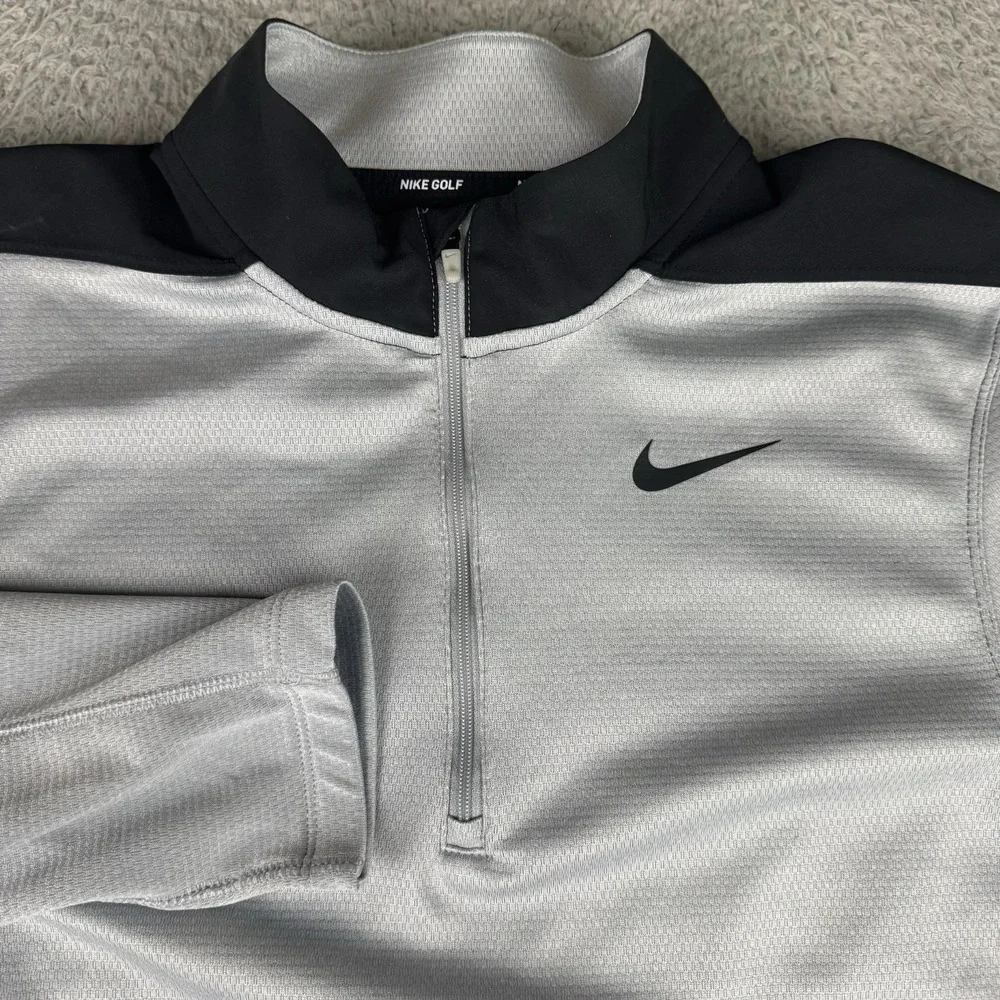 Nike Golf‎ Dri-FIT Quarter Zip Pullover Mens Small Grey Black AH5548-012